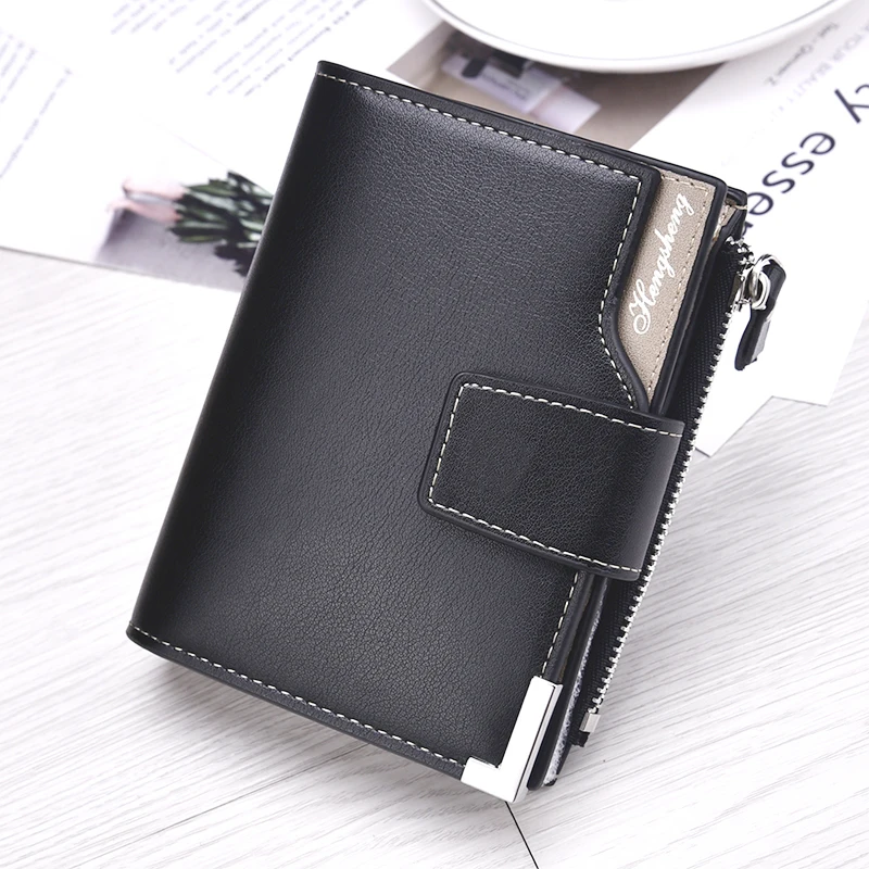 

RFID Wallet Antitheft Scanning Leather Wallet Hasp Leisure Men's Slim Leather Mini Wallet Case Credit Card Trifold Purse K19
