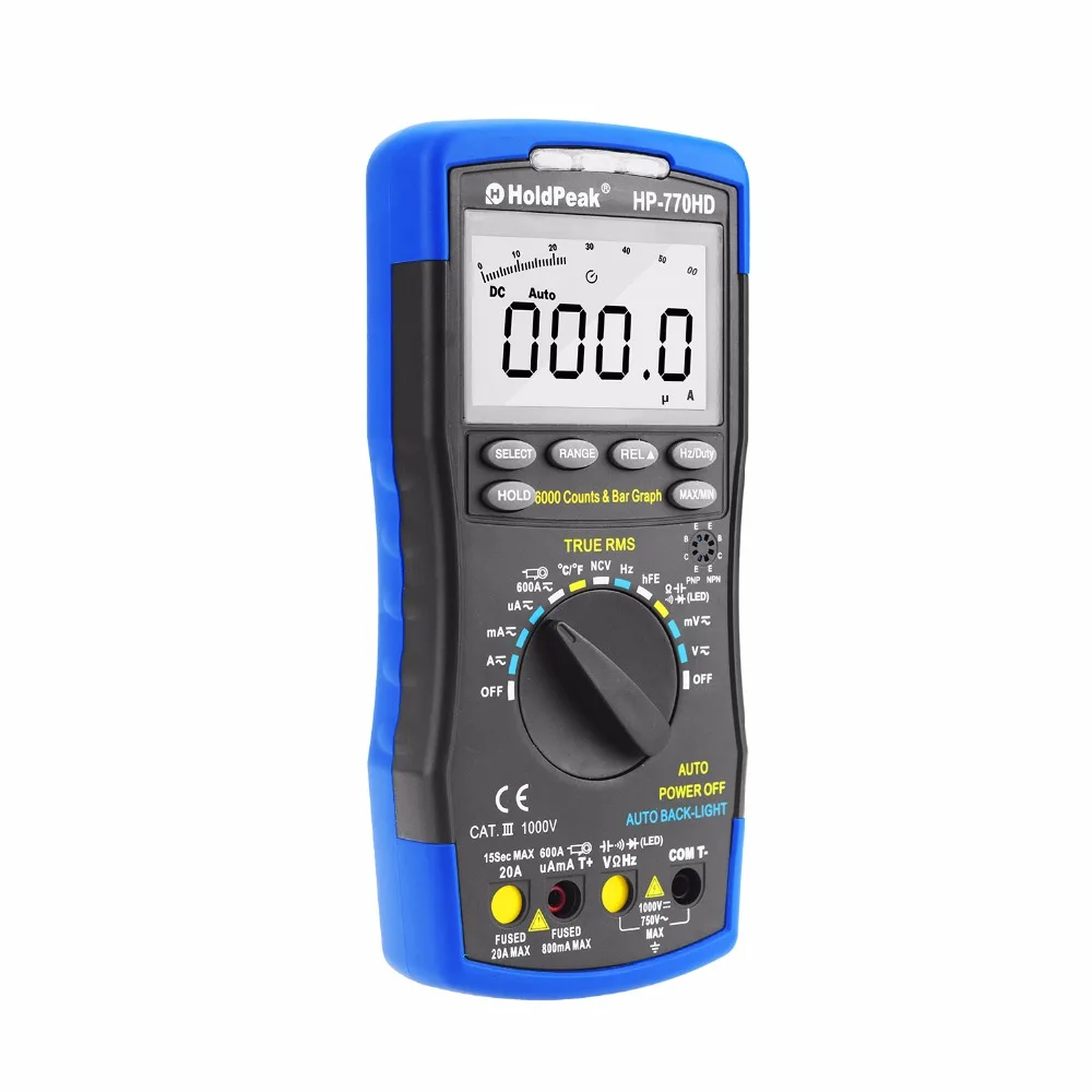 HoldPeak HP-770HD Digital Multimeter Autorange True RMS AC/DC Voltage Frequency Capacitance Resistance Tester HFE Multimeter