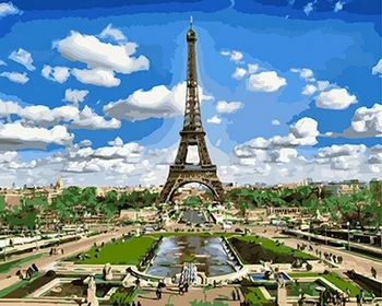 

Frameless painting by numbers paint by number for home decor PBN for living room 4050 eiffel tower