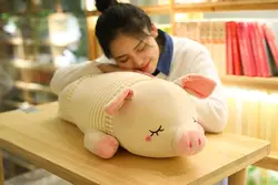 Симпатичные жира плюшевая игрушка поросенок чучела розовый или желтая полоса ткани свиньи кукла подарок около 80 см 2483