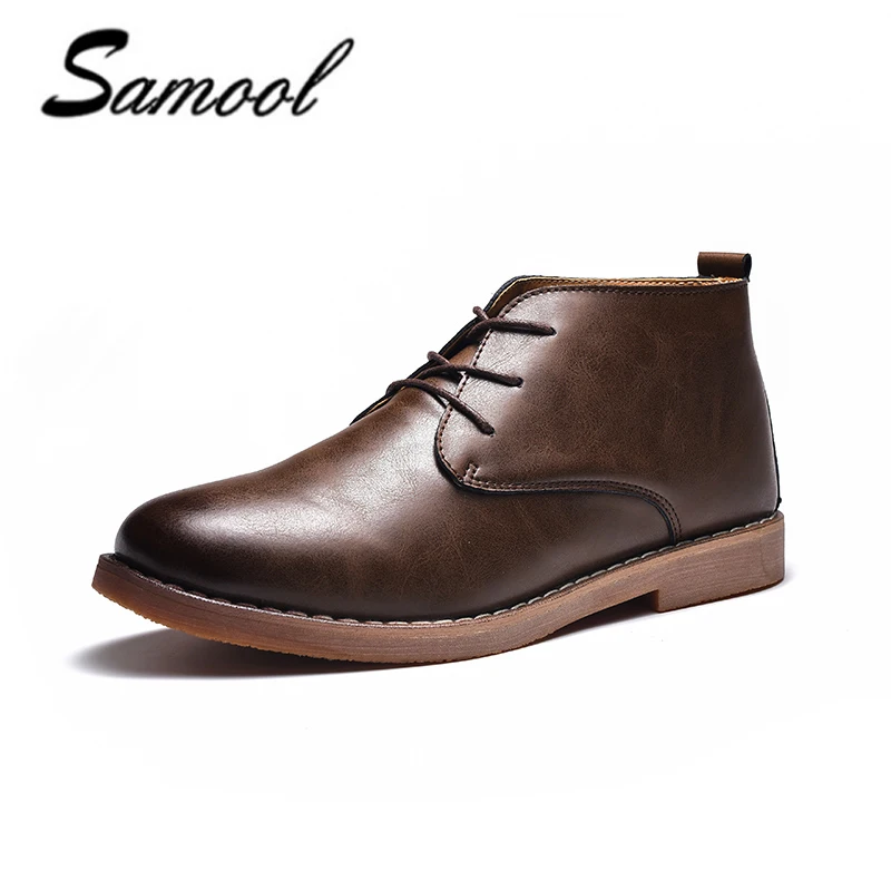 

New Split Leather Ankle Flats Boots Soft Zipper Business Basic Boots Breathable Bullock Dress High Top Shoes for Men Boots XX4