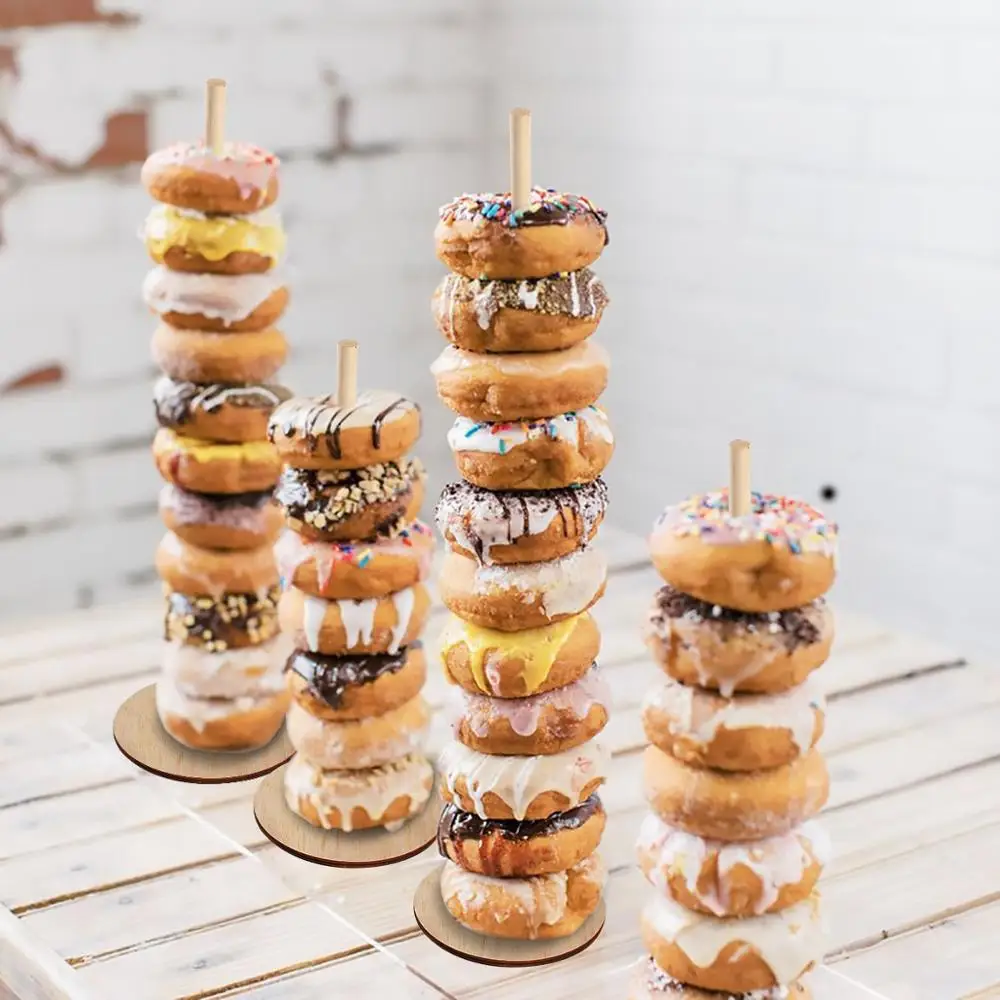 QIFU Donut Wall Holds Candy Sweet Cart Rustic Wooden Decor Wood Sweet Table Decor Birthday Party De