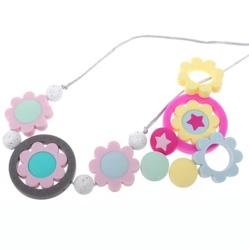 

10PC Beads Baby Teething Ring Silicone Teether Pendant Sunflower Silicone Bead For Teether DIY Tooth Pacifier Chain Accessories