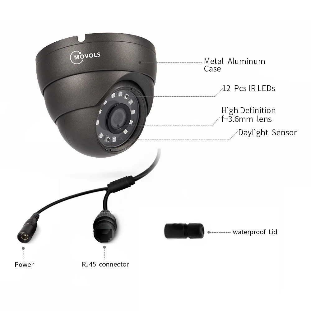  Movols 3.6mm Lens Wide Angle Metal POE IP Camera 1080P Security Outdoor ONVIF Network CCTV Surveill - 33017521817