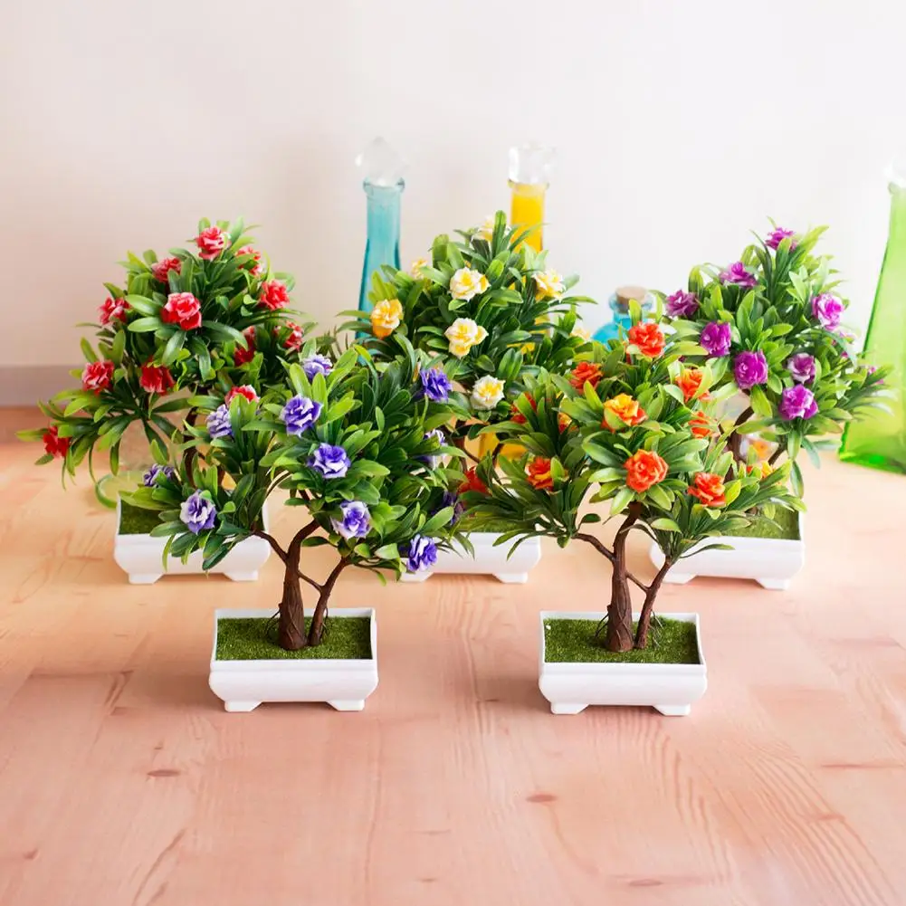 

1Pc Artificial Plant Rose Tree Flower Miniascape Wedding Party Home Bonsai Decor