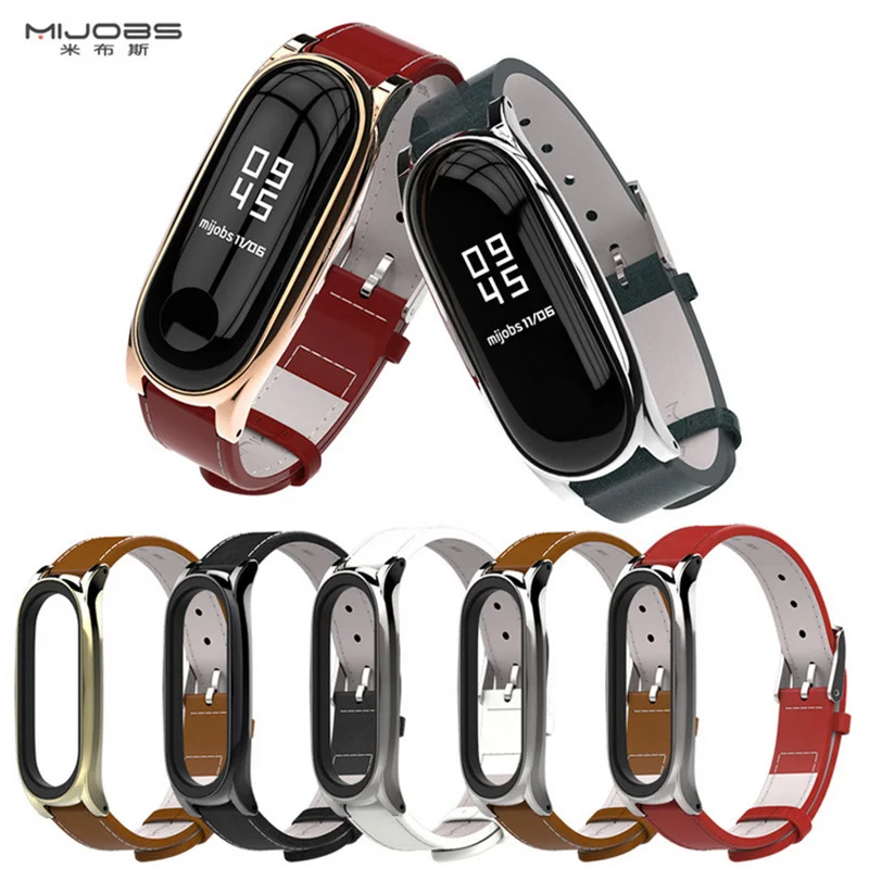 Mi jobs mi band 3 ремешки из натуральной кожи repacement для Xiaomi mi band 3 металлические Безвинтовые Correa mi Band 3 Pulseira аксессуары