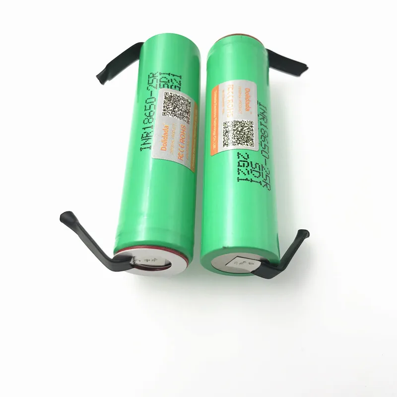 6 шт. Dolidada 18650 батарея 2500 мАч 3,7 в аккумуляторная батарея для INR18650-25R 20A 2500 мАч батарея+ DIY никель