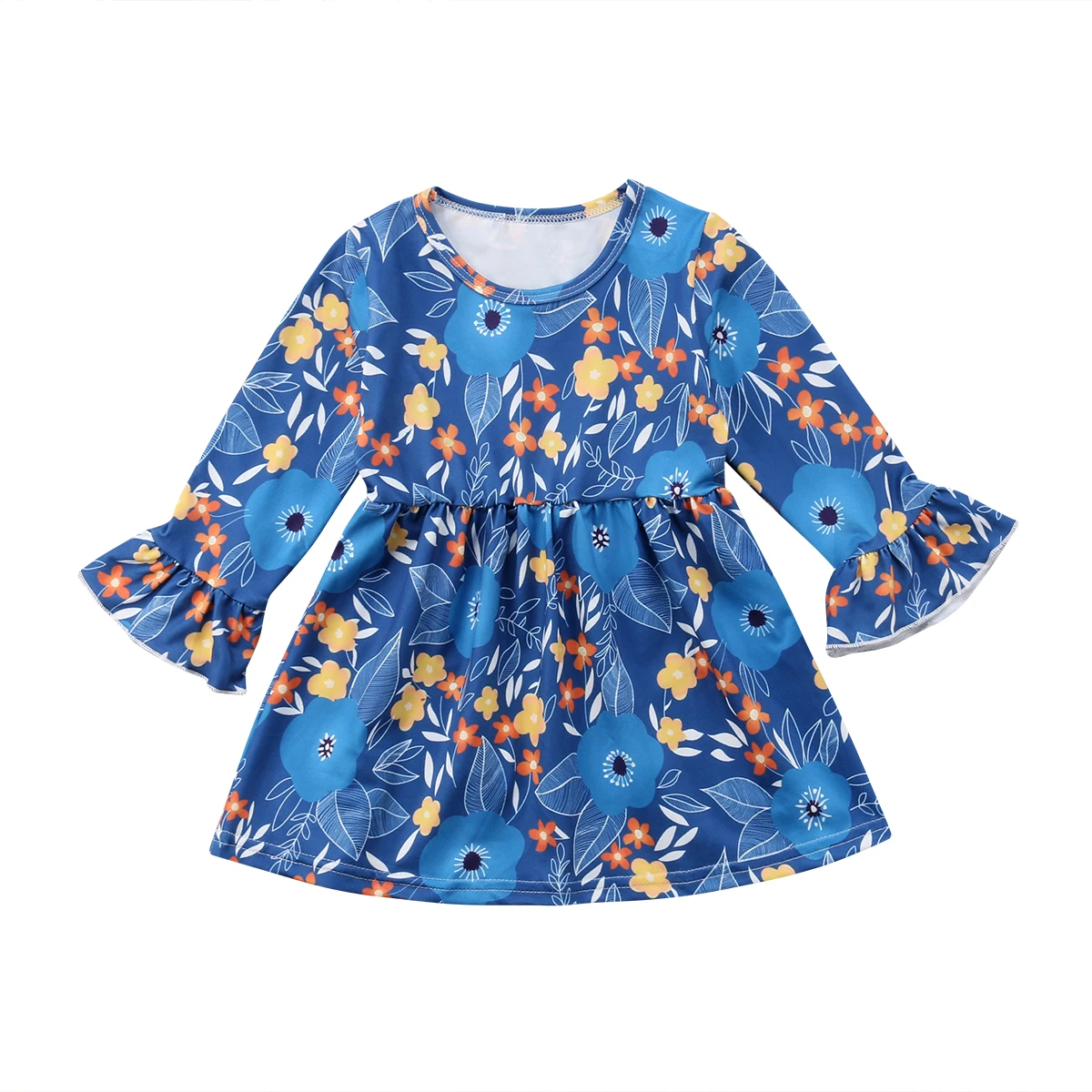 

Bohemian Flower Toddler Kids Baby Girls Dress Long Sleeve Floral Party Wedding Travel Dress Autumn Spring Children Clothes DNOV