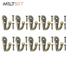 Cintres en Bronze pour vêtements, clés, chapeau, serviette, Robe, crochets de salle de bain 10 pièces/lot