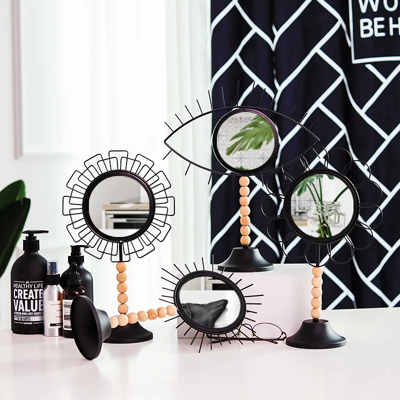 

Nordic Creative Mirror Metal Simple Cosmetic Mirror Practical Decorative Ornaments Geometric Shape Desktop Decorative Ornaments