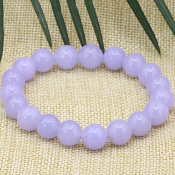 

Bohemia Style Purple Stone Jades Chalcedony Stone 10mm Round Beads Bracelet Bangle for Women High Grade Jewelry 7.5inch B3168