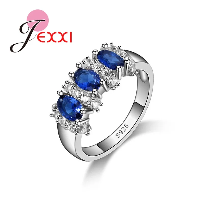 

JEXXI Powerful Oval Shape Orange Crystal Anniversary Rings For Women S925 Silver Engagement Ring High Quality Bague Femme