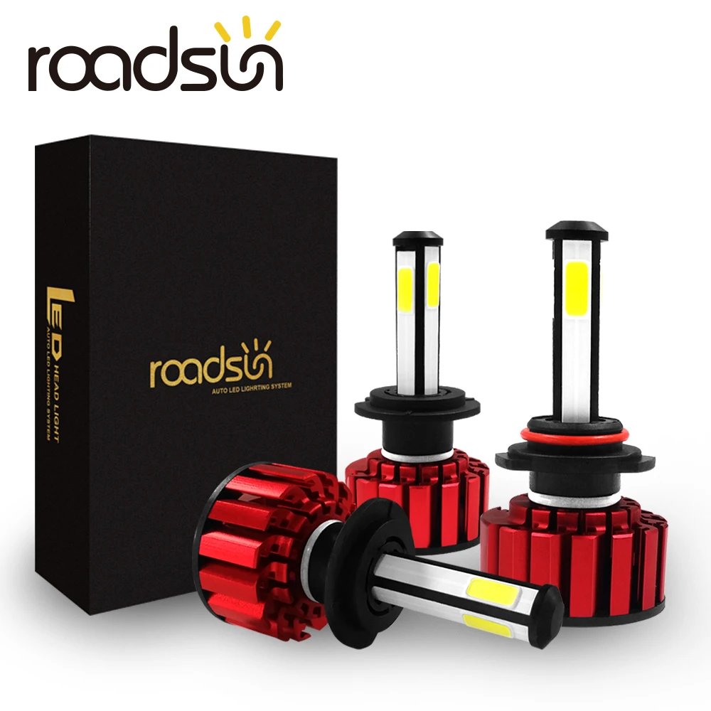 Roadsun 4 боковых окон автомобиля фары лампы Led H4 H7 H11 9005 9006 HB2 HB3 HB4 светодиодных фар для