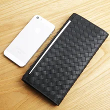 LANSPACE men s leather long wallet fashion woven long purse brand wallet