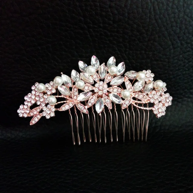 Стразы SLBRIDA цвета розового золота с кристаллами и жемчугом, свадебные гребни для волос, свадебные аксессуары для волос, украшения для подружек невесты - Окраска металла: Model 13