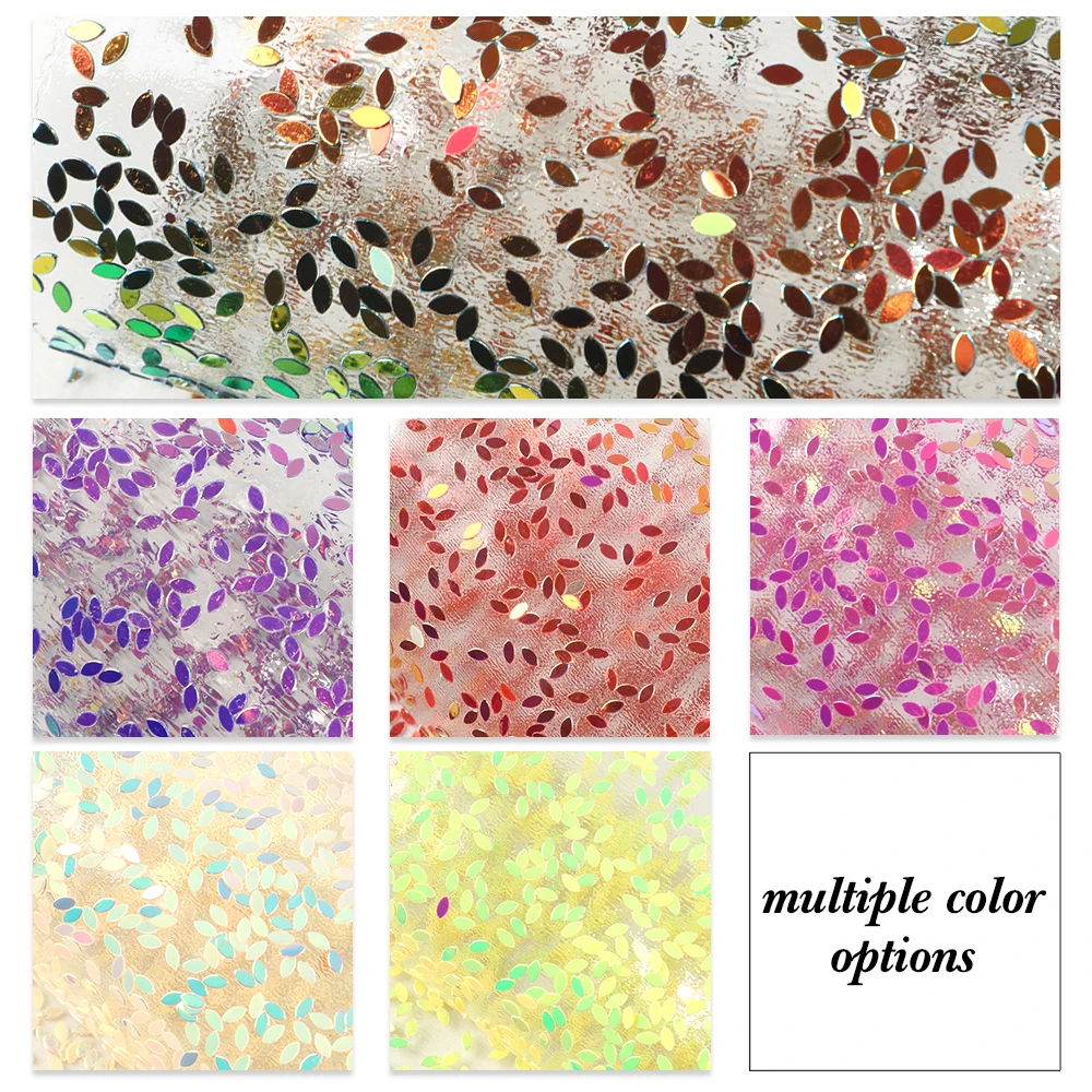 New 20*34cm Transparent with Sequins Faux Synthetic Leather For Bow-knot bags Wallet Scrapbook Phone Case DIY,1Yc6722