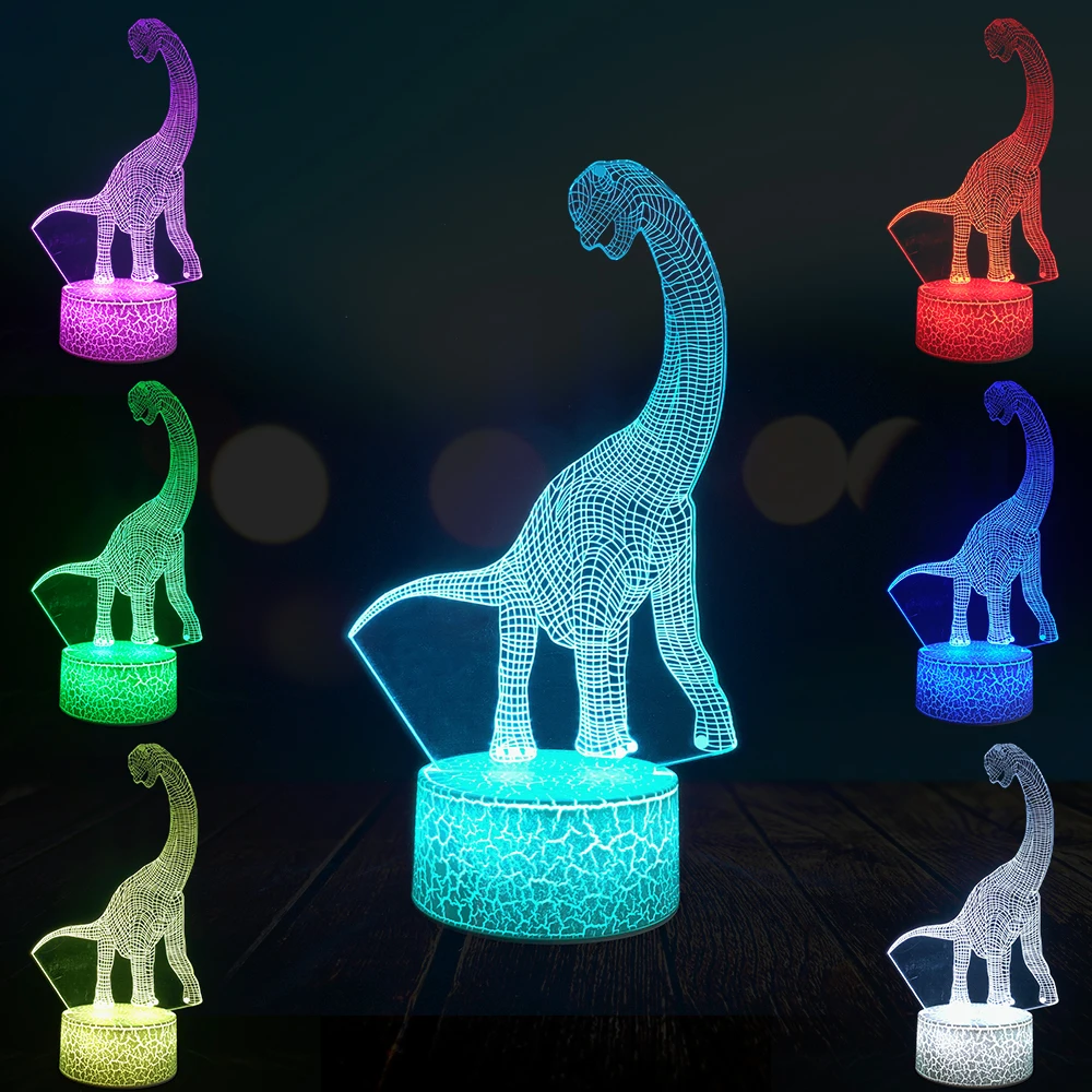 Jurassic World Long Neck Dinosaur 3D Lamp LED USB Animal Home Decor