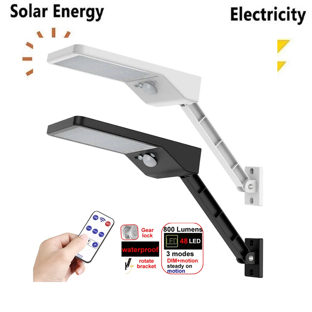

remote control Upgraded 48 LED Solar Powered street wall Flood Light Waterproof IP65 Outdoor Garden Emeigency Security Lamp spo