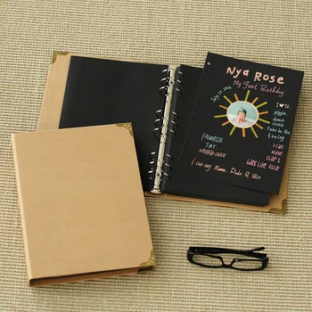 

9 hole blank pocket book DIY paste type classmates kraft paper notebook manual retro Gallery