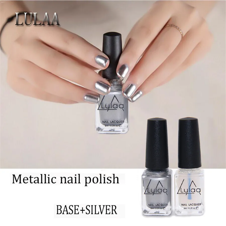 2pc/Lot 6ml Behind Silver Mirror Effect Metal Nail Polish Varnish Base