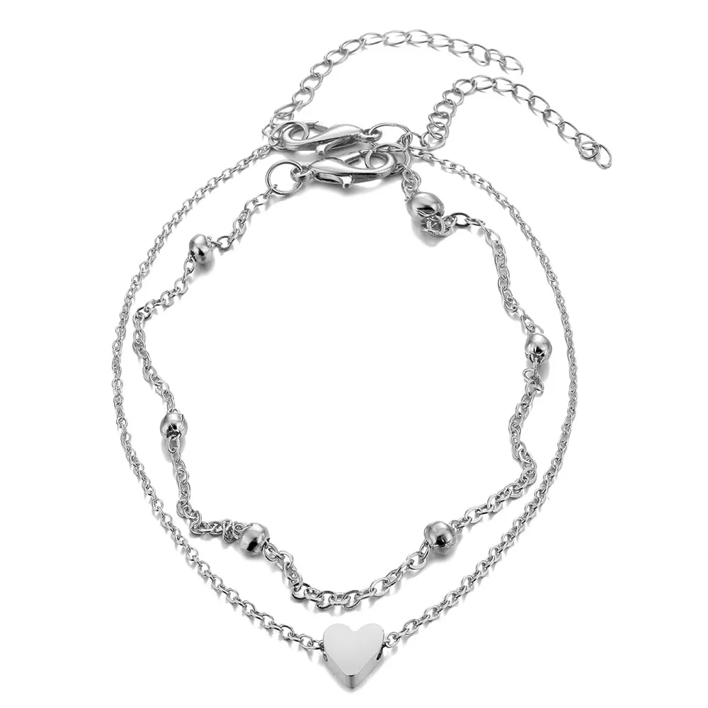 ZL0000103-2 17IF Новая мода Богемский Браслет на лодыжку набор для женщин Серебристая раковина ножные браслеты браслет на ногу босиком DIY бижутерия для ног Аксессуары - Окраска металла: ZL0000103-2