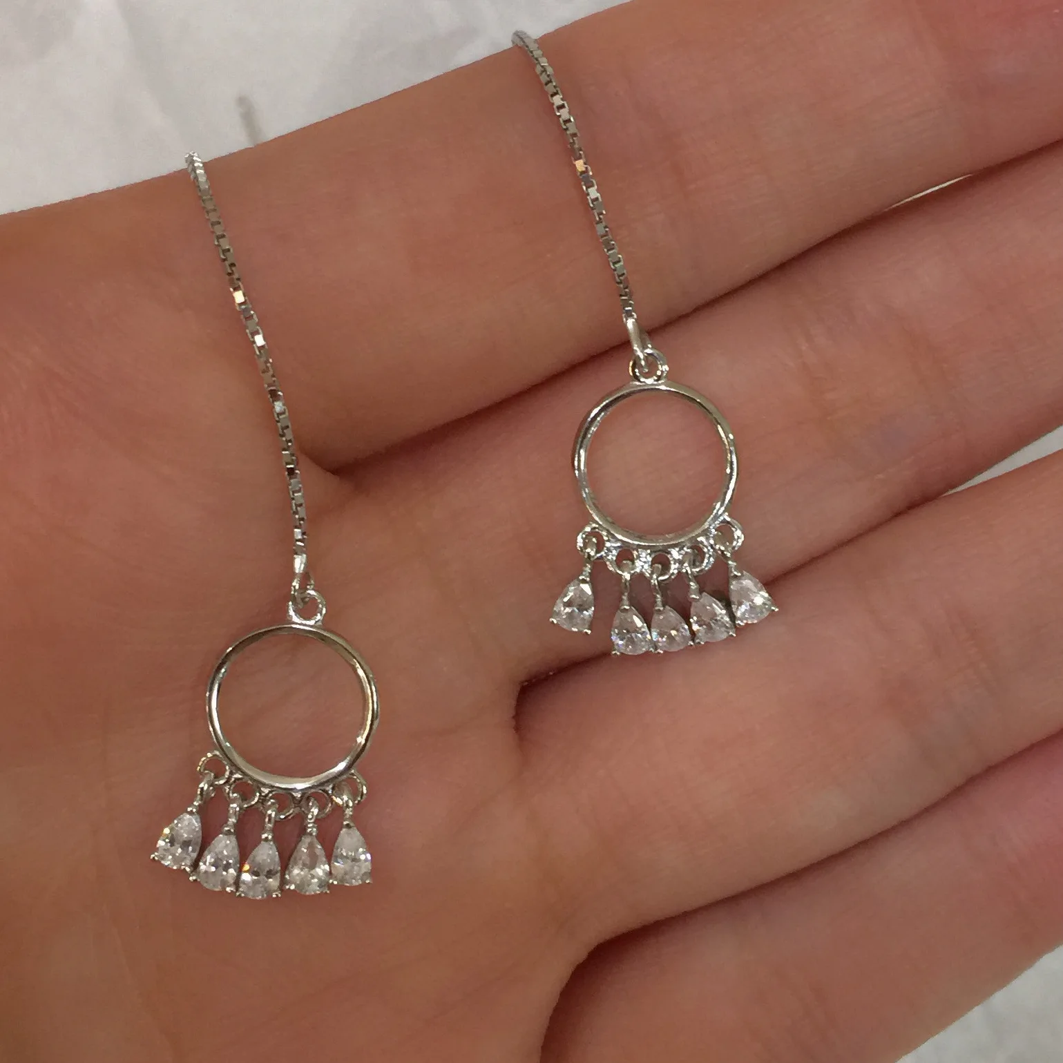 dreamcatcher cz ear line 100% 925 Sterling silver Jewelry fashion Hypoallergenic dangle earrings for women gift