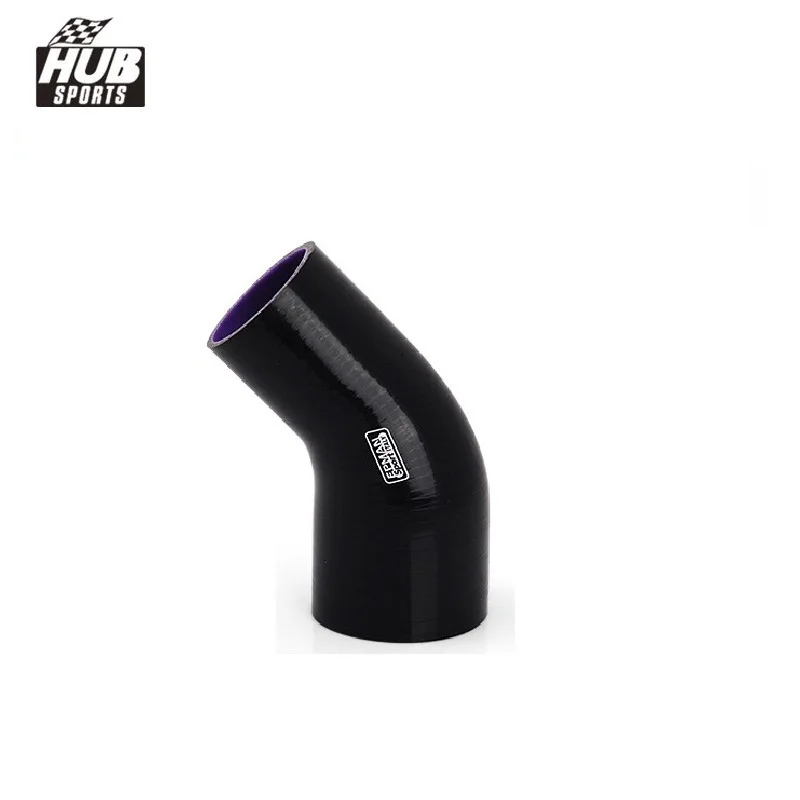 EPMAN 2.75-3 70mm-76mm 3-Ply Silicone 45 Degree Elbow Reducer Hose Black With Purple