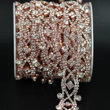 5 Ярд Мода Роза золотая металлическая цепочка пояс для свадебного платья горный хрусталь свадебная отделка бисером аппликация из стеклянных страз отделка