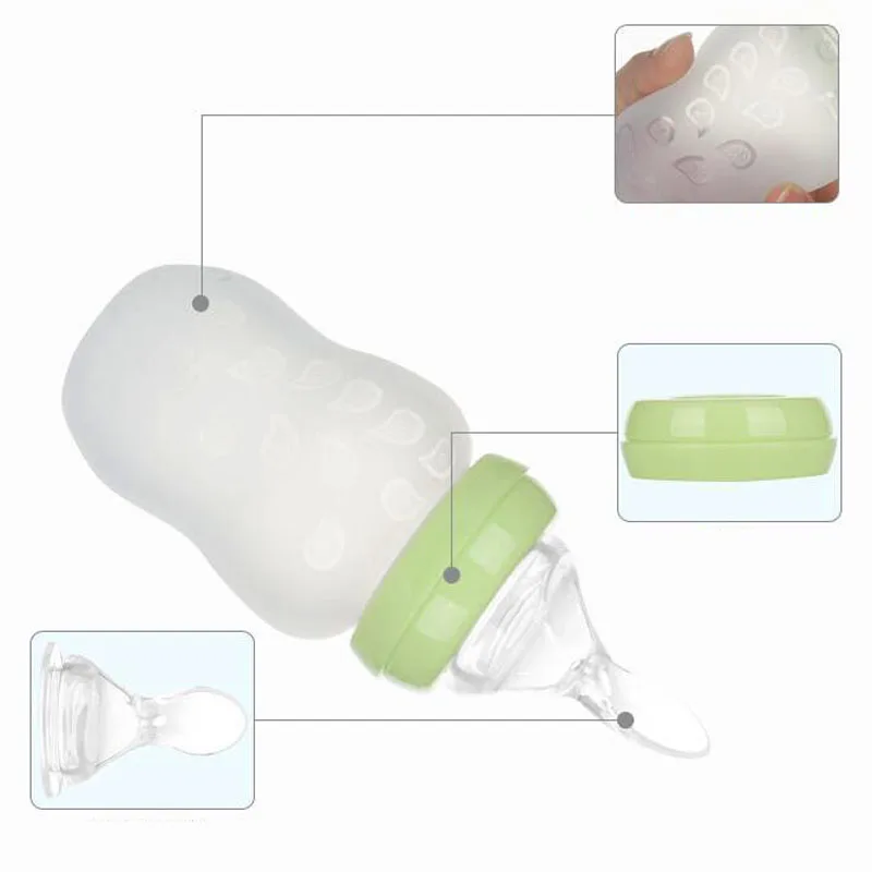2 в 1 силиконовая детская бутылка с ложкой 180 мл|feeding bottle|milk feeding bottlesfeeding milk bottle |