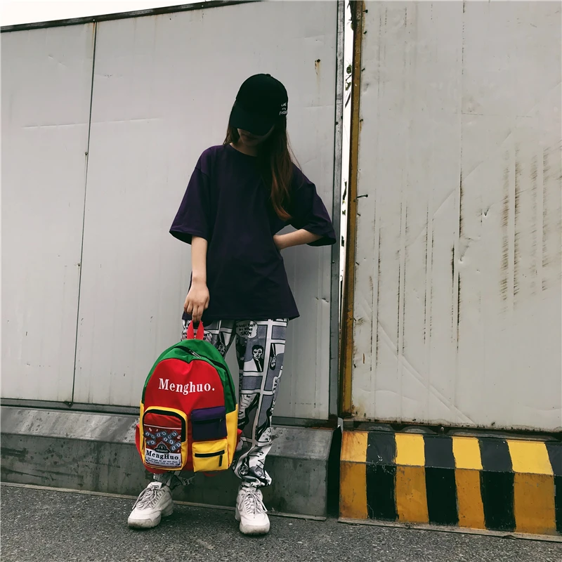 Menghuo Women Backpacks School Women Daypack Panelled Shoulder Bags College Backpacks for Girls Bookbag School Backpacks Female (81)
