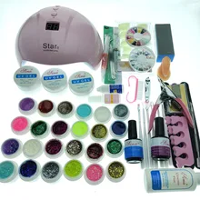 Наборы для ногтей DIY 36 Вт Светодиодная лампа УФ-Гель-лак с 24 цветными УФ-гелем полигель-лак набор инструментов для нейл-арта набор 14 мл верхнее покрытие и Базовое покрытие