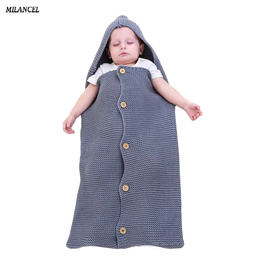 2018 New Baby Wraps Solid Baby Blanket Hooded Envelope for Newborns