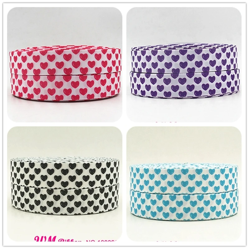 

Q&N ribbon 1inch 25mm heart printed grosgrain ribbon 50yds/roll free shipping for hair tie headband