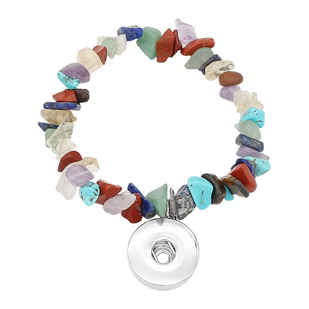 

2019 Fashion Natural Stone Bracelets For Women Men fit 18-20mm Snaps button jewelry Irregular beading Stretch Bracelets Bangles