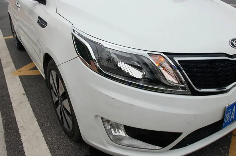 

JIOYNG ABS Chrome Car Front Headlight + Rear Tail Light Lamp Cover Trim For KIA K2 2011 2012 2013 2014 Free shipping