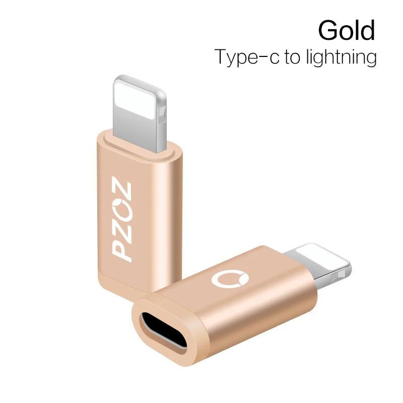 PZOZ type C адаптер для Micro USB для samsung кабель конвертер зарядки данных для iPhone X 8 7 6 xiaomi redmi 4x5 plus type-c OTG - Цвет: Gold to Ligting