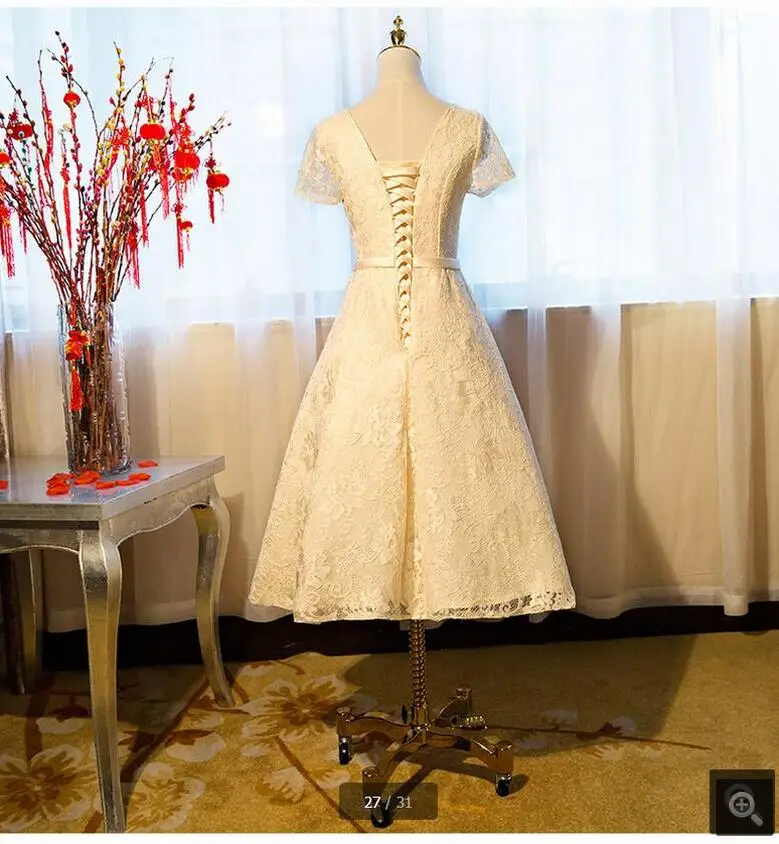 Vestido De Novia/Красное Кружевное короткое платье для выпускного вечера, короткое платье с коротким рукавом, скромные платья для выпускного вечера, платья для приема