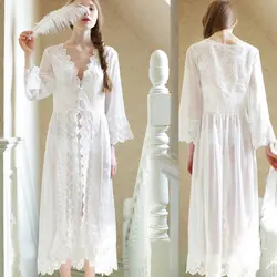 2019 новый летний длинный белый ночной рубашке Для женщин пикантные ночная рубашка принцессы женская ночная рубашка Женское ночное белье