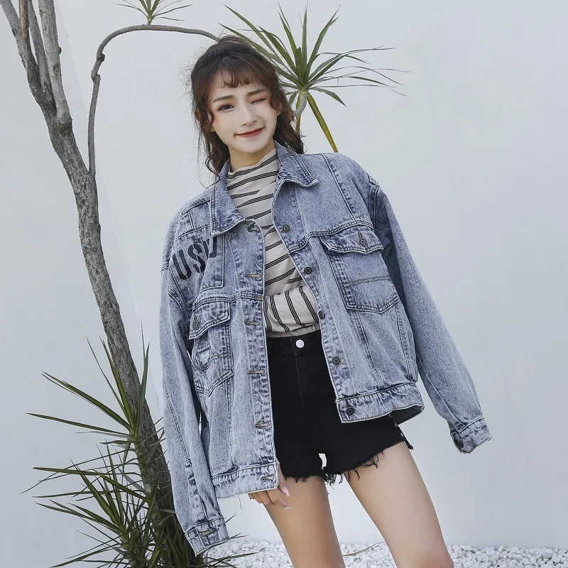 Винтажное джинсовое Пальто осенние короткие джинсовые куртки женские Chaqueta Mujer уличная бойфренд Базовые Куртки Для Харадзюку готический