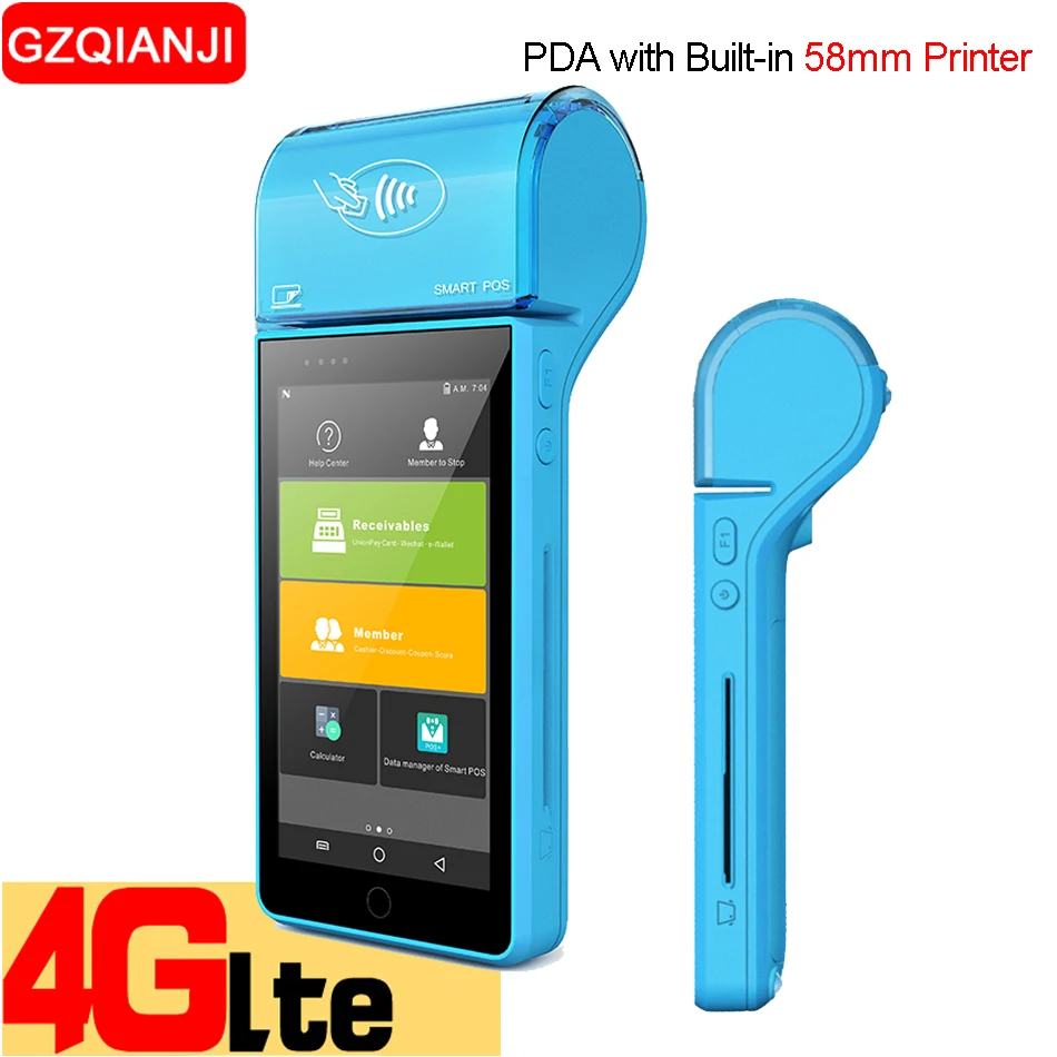POS محطة PDA مع سماعة لاسلكية تعمل بالبلوتوث Wifi الروبوت 7.0 نظام مع طابعة حرارية المدمج في و كاميرا الباركود ماسحة 1D 2D POS محطة PDA مع سماعة لاسلكية تعمل بالبلوتوث Wifi الروبوت 7.0 نظام مع طابعة حرارية المدمج في و كاميرا الباركود ماسحة 1D 2D