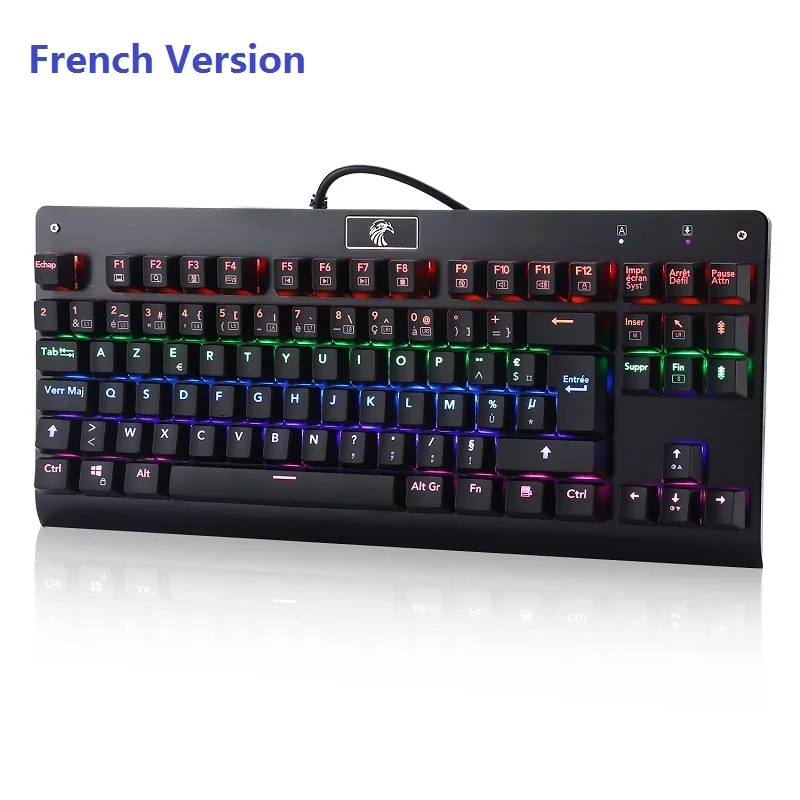 E-YOOSO Z-77 USB Проводная игровая механическая клавиатура эргономичный 88-замок для шкафов панель с Красочная светодиодная подсветка немецкая/французская версия - Цвет: French Version