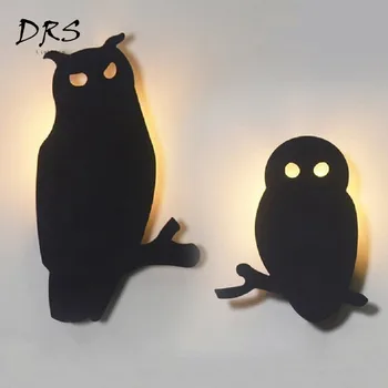

Nordic Creative Owl Wall Lamp Modern Minimalist Black Iron Luminaria Wall Lamp Retro Bedroom Bedside Lamp Art Lighting Fixtures