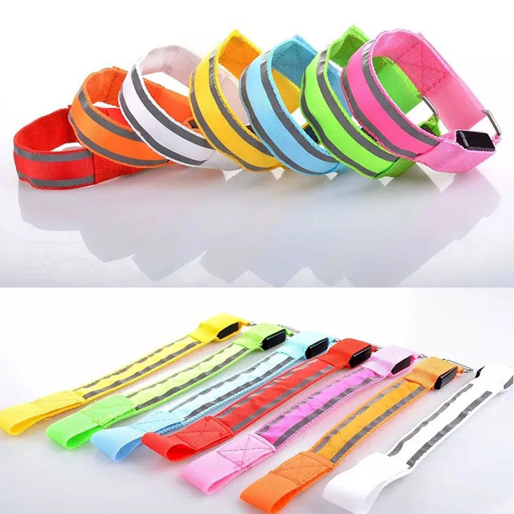 

Hot Sale 1pc Flashing Wrap Snap Luminous Cycling Safety Reflective Night LED Light Arm Band Sports Bike Running Wrist Light