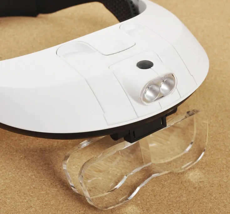 Helmet Magnifier Adjustable Loupe 5 Lens 1.0X 6.0X Adjustable 2LEDs in