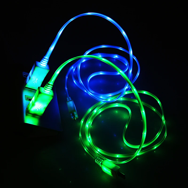 

Beautiful Fast Noodle LED Lighting Micro USB Charging Cable Mobile Phone Cables for Charge Charger Data for Samsung for HTC