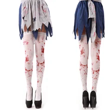 2016 halloween girls knee high socks blood printed stockings over the knee thigh high socks sexy meia calca accessories festival