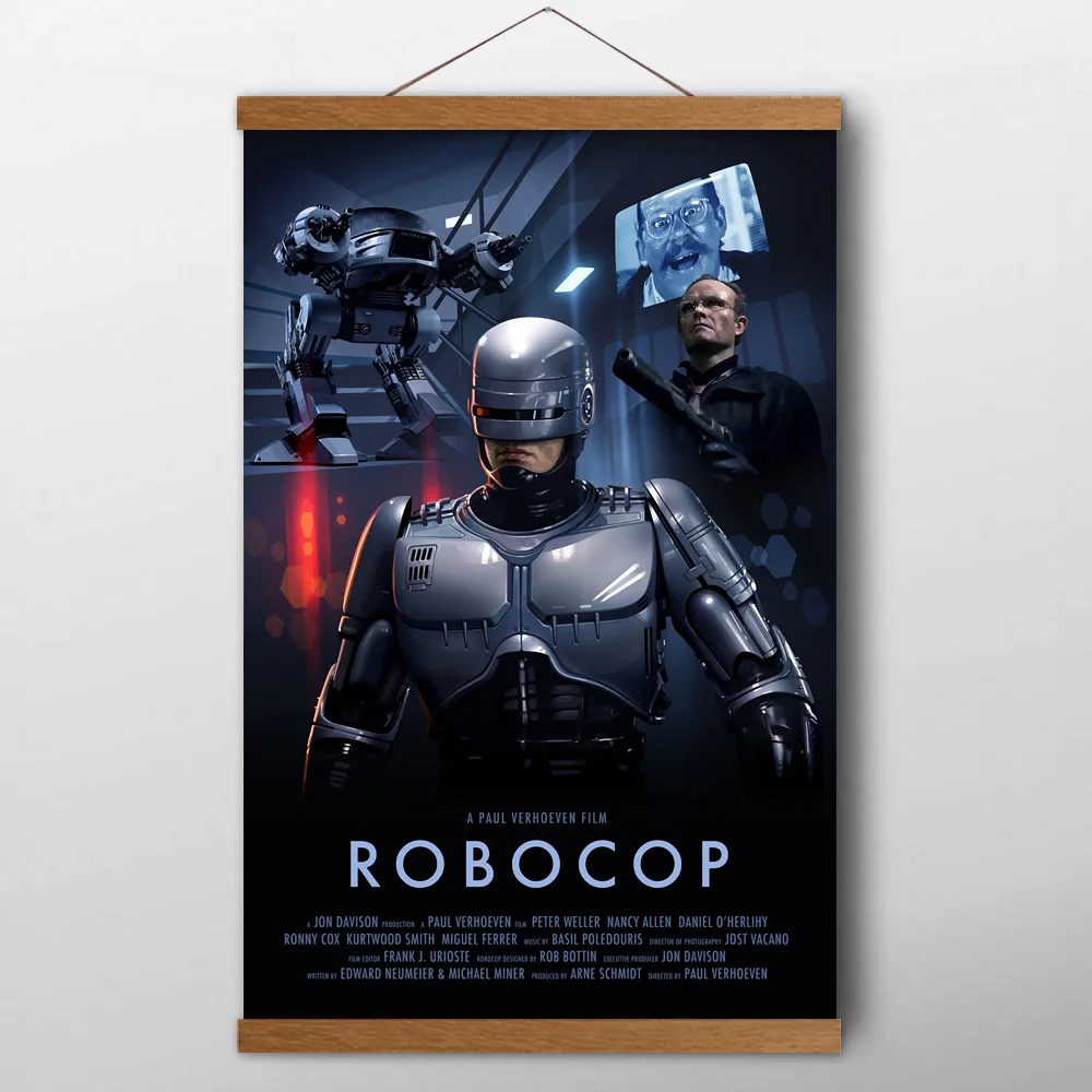 Фильм Robocop 1987 художественные винтажные плакаты и принты настенные картины на холсте с прочным деревянным свитком для декора гостиной