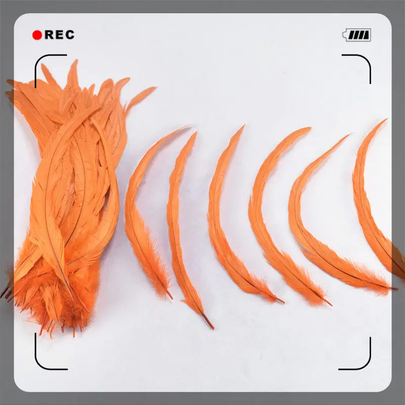 Orange Натуральные хвостовые перья птиц 50-100-500шт/лот 30-35 см перо для поделок DIY Свадебные украшения Аксессуары - Цвет: Orange