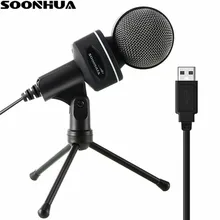 SOONHUA Estúdio USB Microfone Condensador de Som Profissional de Áudio Podcast Microfone Com Tripé Suporte de Montagem para PC Laptop Skype MSN