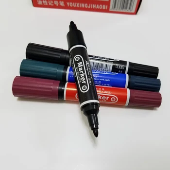 

10pcs/set Wholesale Marker Pen Oil Marker Packing Mark Pen Double Round Head Wholesale Double Sides Marker Pen Stationery